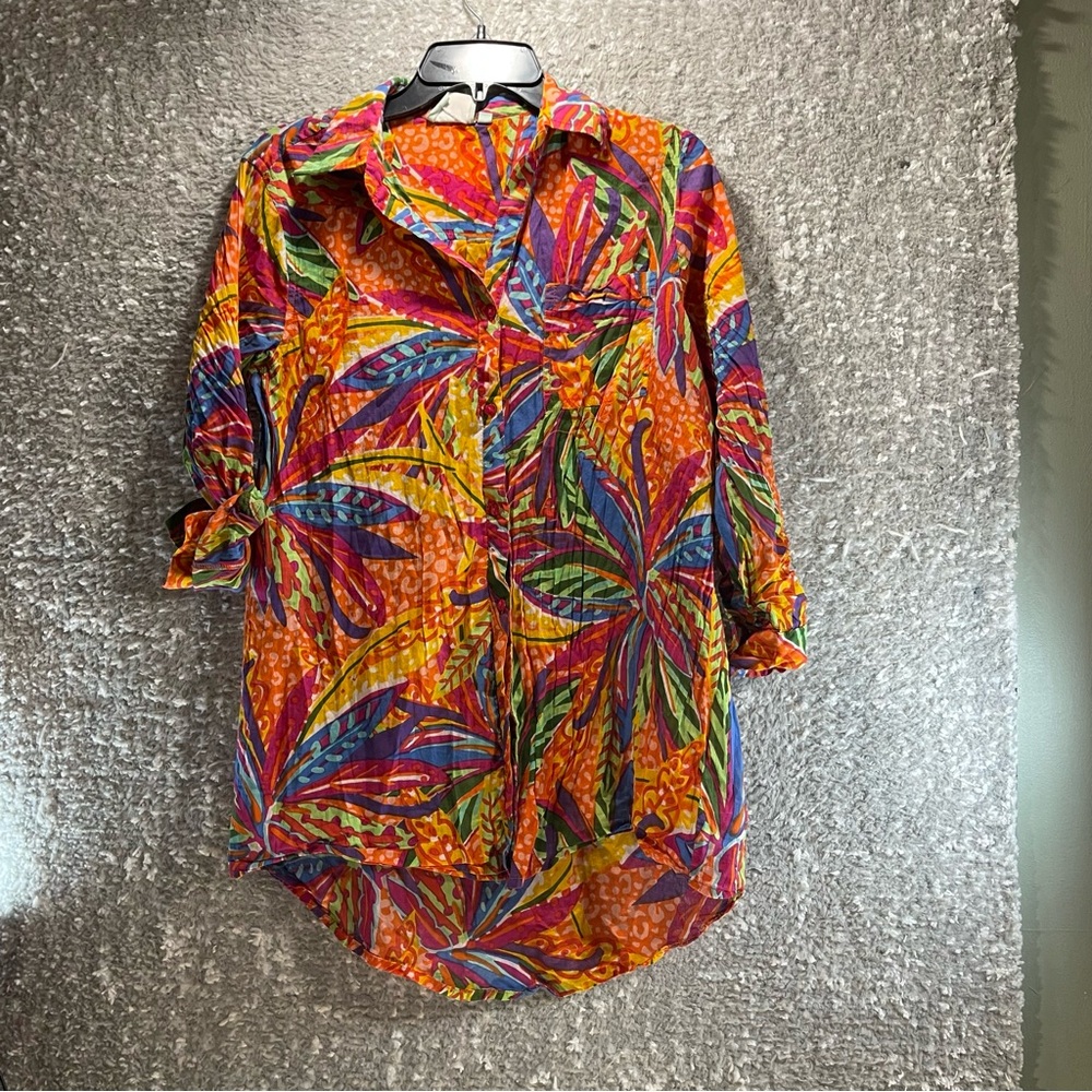 True Destinations Paisley Relaxed Cotton Button Down Collared Shirt Artsy Resort